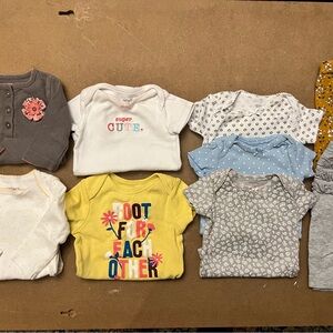 Baby Onesies Set - Gray, White, Yellow, Blue